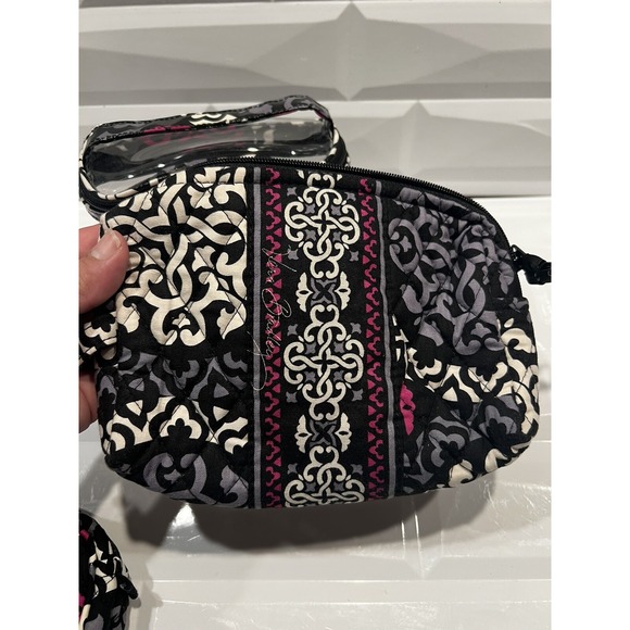 Vera Bradley 3-Cosmetic Bags  in retired Canterberry Magenta‎ pattern - Picture 4 of 10